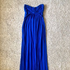 Royal blue strapless maxi dress